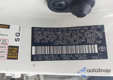 2020 Toyota Corolla Le from USA, damaged, VIN JTDEPRAEXLJ026877